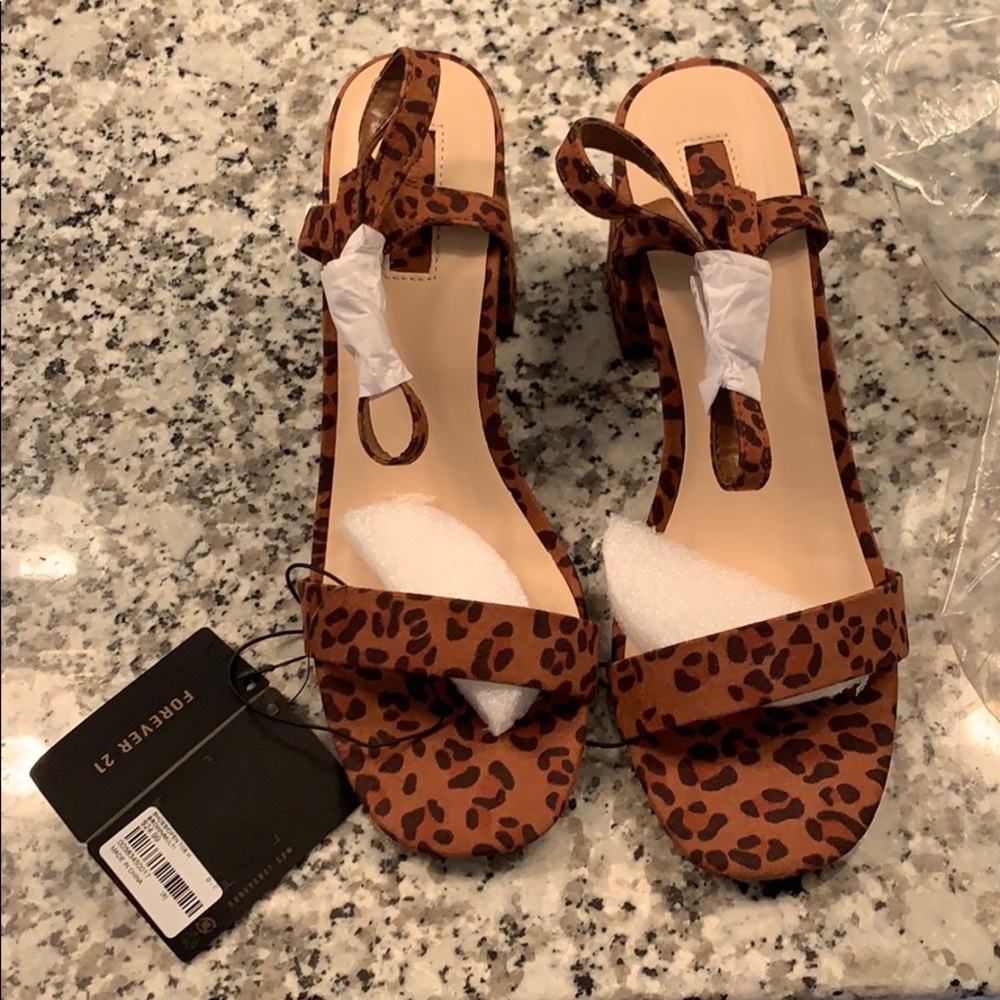 Leopard print block heels